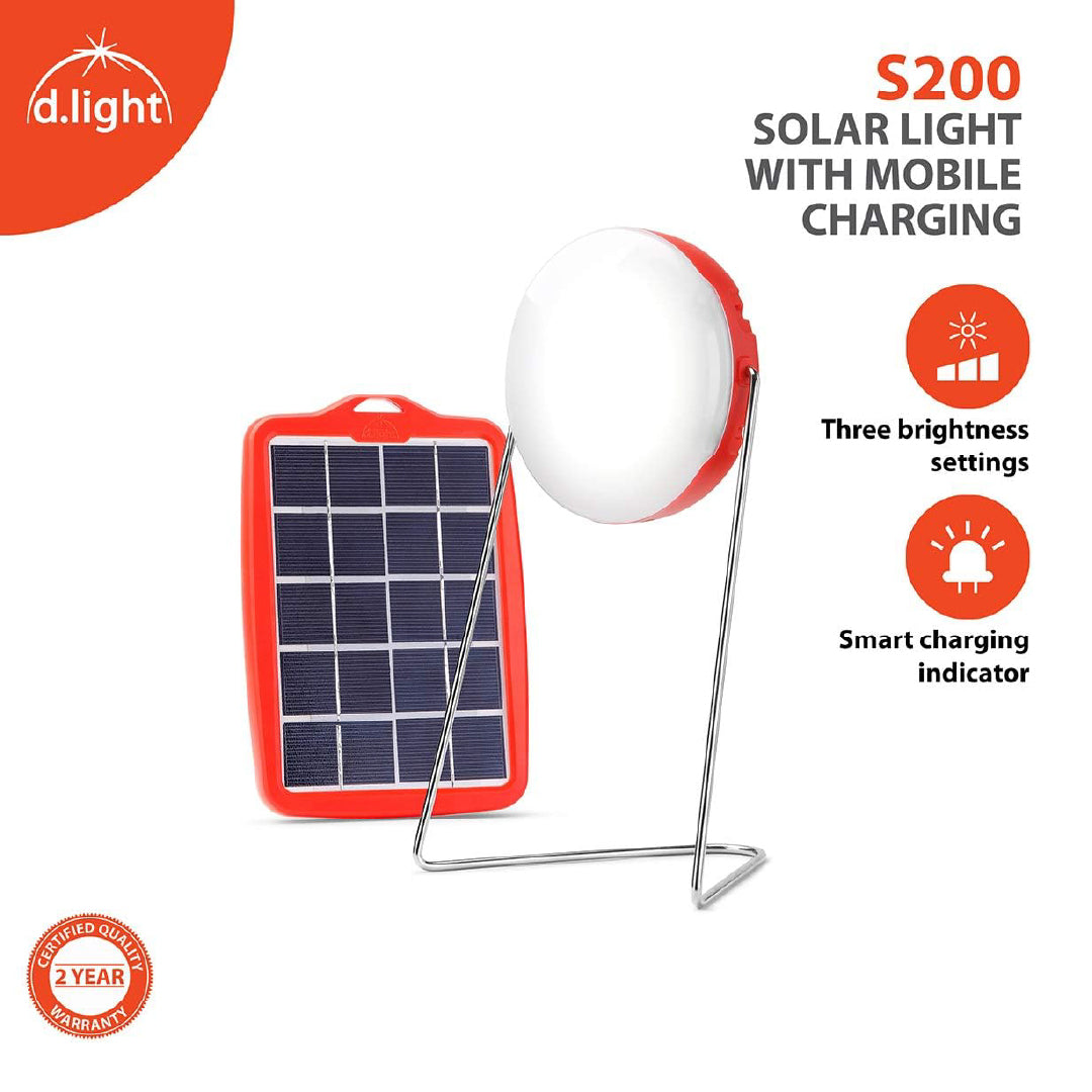 d.light S200 Portable Solar Lantern and Mobile Phone Charger for Camping